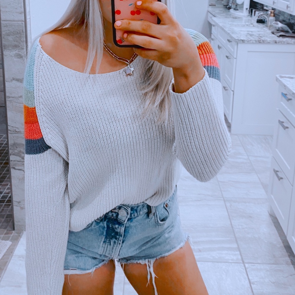 BDG Multicolor Striped Sleeve Sweater